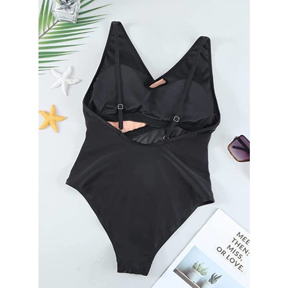 One Piece Swimsuit Mesh V Neck Sz 2XL   NWOT - Picture 2 of 5